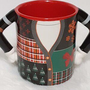Ugly Christmas Sweater Mug ~ Coffee / Tea ~ Trees Snowflakes Bows Plaid NEW